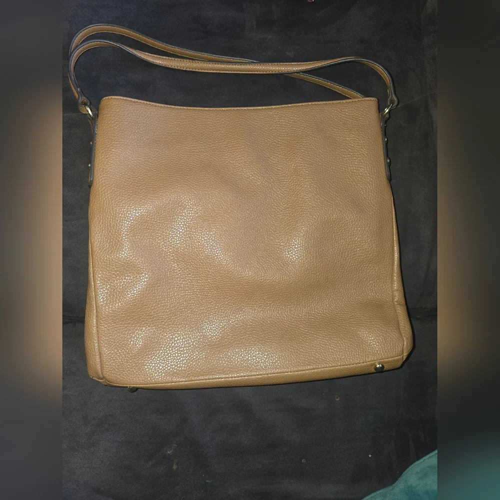Nicole Miller Classic Cognac Shoulder Tote Bag - Picture 11 of 11